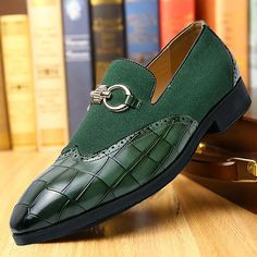 Men's Loafers & Slip-Ons Brogue Suede Shoes Dress Shoes Business Casual Daily Office & Career St. Patrick's Day PU Breathable Comfortable Loafer Black Green Color Block Spring Fall 2024 - AU $80.09 Black Green Color, Shoes Business Casual, Green Color Block, Shoes Business, Men's Loafers, Shoes Dress, Suede Shoes, Slip Ons, Black Green