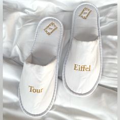 Tour Eiffel (Eiffel Towel) Slippers Hotel Slippers, Hotel Style, Color White, Slippers, Skin Care, Packaging, Women Shoes, Hotel, Silk