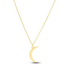 Crescent Moon Necklace 14K Yellow Gold 16-18" Adjustable|Jared Necklace For Her, Stylish Necklace, Crescent Moon Necklace, Moon Necklace, Yellow Diamond, Diamond Earrings Studs, Crescent Moon, Necklace Designs, Cable Chain