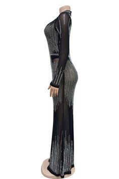 Walk into the room with timeless elegance and stunning sophistication in this gorgeous Rhinestone Drip Maxi Dress - complete with delicately crafted underwear. This exclusive, tailored piece is made with luxurious fabric and intricately detailed rhinestone accents, making it a true couture garment with an exquisite, shimmering finish. Decoration Zip Up , Rhinestone Length Floor-Length Style Sexy & Club Fabric Type Mesh Material Polyester , Spandex , Rhinestone Neckline Stand Collar Pattern Type Stretch Embellished Gala Dresses, Stretch Embellished Dresses For Gala, Elegant Evening Dress With Rhinestones For Gala, Long Sleeve Evening Dress With Rhinestones For Night Out, Glamorous Stretch Embellished Evening Dress, Elegant Sheer Evening Dress For Night Out, Glamorous Embellished Stretch Evening Dress, Elegant Fitted Evening Dress With Rhinestones, Elegant Bedazzled Dress For Cocktail