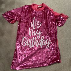 One Size. Excellent Condition. Nwt. It’s My Birthday Pink Sequin Dress Birthday Dress Up Themes, Sequin Birthday Dress, Dress Up Themes, Pink Sequin Dress, 50 & Fabulous, Up Theme, Balls Shirt, It S My Birthday, Birthday Dress