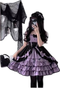 Elegant Sleeveless Cosplay Dress, Elegant Sleeveless Dress For Cosplay, Purple Gothic Dress For Cosplay, Purple Dress For Halloween Fancy Dress, Purple Gothic Dress For Costume Party, Gothic Purple Dress For Costume Party, Purple Ruffled Costume Dress, Purple Ruffled Dress For Costume, Gothic Dress For Halloween