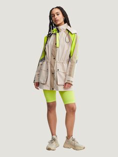 The-Jogg-Concept-Basti-Parka-Coat-Outerwear-Queen-Anna-House-of-Fashion Green Fits, Parka Coat, Mix Color, Lightweight Jacket, The Outdoors, Neon Green, Snap Button, Repellent, Water Repellent