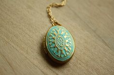 Little Blue Ornate Locket Oval Pendant Small Necklace by FreshyFig, $25.50 Delicate Fashion, Ornate Necklace, Gold Locket Necklace, Oval Locket, Small Necklace, Vintage Lockets, Jewelry Pendants, Gold Locket, Photo Locket