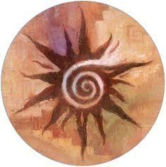 an abstract painting of a spiral in brown and pink