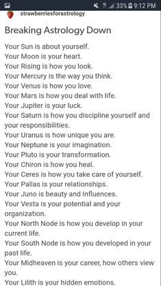 a text message that reads breaking astrology down