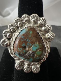 ad eBay - Find many great new & used options and get the best deals for Beautiful Navajo Artisan Sterling & Bisbee Turquoise Stone Ring S-8 10.7 Grams at the best online prices at eBay! Free shipping for many products! Southwestern Turquoise Teardrop Ring, Western-style Turquoise Ring With Patina, Turquoise Concho Ring As Gift, Turquoise Concho Ring As A Gift, Turquoise Concho Ring For Gift, Unique Turquoise Ring With Concho For Gift, Gift Turquoise Ring With Concho, Bohemian Adjustable Teardrop Turquoise Ring, Bohemian Teardrop Turquoise Adjustable Ring