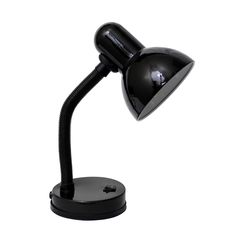 a black desk lamp on a white background with clipping light from the side up