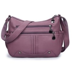 PRICES MAY VARY. This womens PU leather handbag is made of high quality PU leather, SOFT, comfortable, lightweight, sturdy. Elegant hardware, smooth zippers making it a versatile option for daily use. Size:28cm*20cm*9cm , Weight:0.5 KG. Comes with an adjustable shoulder strap (70cm- 134cm). 4 Colors avaliable: black, dark blue, red, purple. Please note the length of the main pocket's opening is 26cm. Multi Pockets Handbag! This womens shoulder bag has a 2 front zipper pockets, 2 main zipper pock Mini Umbrella, Pocket Handbag, Crossbody Bags For Travel, Leather Shoulder Handbags, Shoulder Handbag, Red Purple, Leather Handbag, Shoulder Handbags, Cross Body Handbags