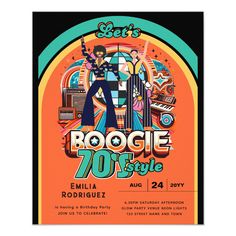 the poster for boogie 70's style shows an image of two men with guitars