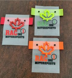 three tags with the words racing motorsportss on them