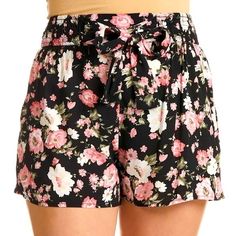 Tie Waist Juniors Size Style: Loose And Comfortable Material: Rayon Paperbag Shorts, Pink Black, Pink Ladies, Black Pink, Womens Shorts, Floral, Pink, Women Shopping, Color