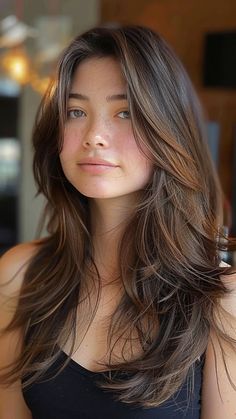 cortes de pelo para mujer 2024 Long Layered Hair With Long Face Framing, Different Styles Of Haircuts, Women’s Layered Long Haircuts, Women’s Haircut Layers, Long Hair Layers Round Face, Hair Framing Layers, Girls Long Layered Haircut, Woman’s Haircut, Long Layer Face Framing