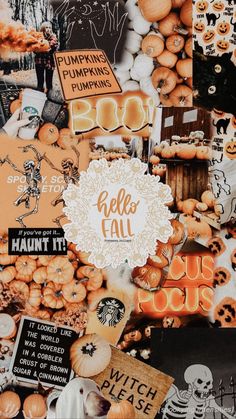 a collage of pumpkins and other halloween related items