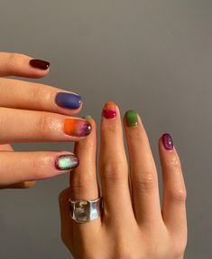 Victoria Paris Nails, Jewel Toned Nails, Unique Short Nails, Gay Nails, Gemstone Nails, 2025 Nails, Euphoria Vibes, Mens Nails, Hippie Nails