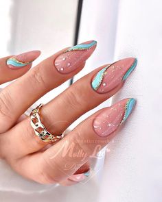 Unghie Sfumate, Almond Acrylic Nails, Blue Nail, Classy Nails, Best Acrylic Nails, Gorgeous Nails