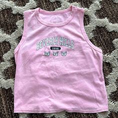 Beverly Hills 1996 Pink Butterfly Tank Color: Baby Pink Size: Large 100% Cotton Cropped Tank Pink Butterfly, Crop Tank, Beverly Hills, Baby Pink, Pink Ladies, Womens Tops, Tank Tops, Pink, Women Shopping