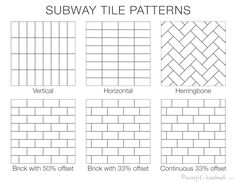 the subway tile pattern is shown in four different colors