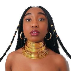 African Queen, Full Neck Tribal Collars Set, Choker Coil, Wedding Collar, Traditional Nedbele, Warrior Cuff Necklace Set, Bold, Metallic - Etsy Afro Jewelry, African Necklaces, Cuff Necklace, Queen Necklace, Avant Garde Jewelry, Bold Statement Necklaces, Afro Style, African Necklace, Bib Collar