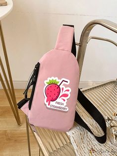 BirdinBag - Womens Cartoon Strawberry Fanny Bag - Trendy Fruit Waist Bag for Girls Trendy Portable Chest Shoulder Bag, Large Capacity Chest Bag For School, Trendy School Chest Bag With Removable Pouch, Large Capacity Pink Chest Bag For School, Pink Shoulder Chest Bag With Mobile Phone Pocket, Trendy Pink Chest Bag For School, Trendy Pink Crossbody Chest Bag, Trendy Chest Bag With Cell Phone Pocket For School, Casual Pink Backpack Chest Bag