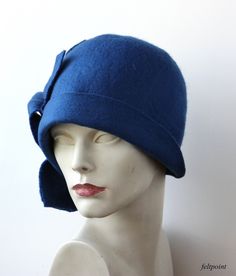 Blue cloche hat Cloche Felted Hat felt hat Cloche Hat Flapper Hat Art Hat Blue Hat Wine color hat La belle epoque Art Deco 1920s hat Art Hats blue hat cloche 1920's hat Downton Abbey hats Hats&Caps Accessories Handmade Great, very flattering cloche hat in blue color. Adapts to the head ! Special and unique ! Sophisticated and elegant ! I can make this hat in other colors and sizes. Made just for you As the base for my works I use great materials like highest quality Australian merino wool (1 Winter Flapper Style Brimmed Cloche Hat, Winter Gatsby Cloche Hat, Winter Gatsby Style Cloche Hat, Vintage Felt Cloche Hat For Winter, Cloche Felt Hat For Kentucky Derby, Vintage Brimmed Felt Cloche Hat, Vintage Brimmed Cloche Hat In Felt, Vintage Winter Felt Hat, Vintage Felt Hat With Short Brim