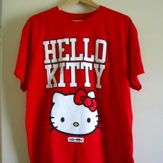 - Brand New, No Tags - Size: L - Sanrio License - 100% Cotton - Front And Back Red Shirt Outfit, Red Sanrio, Sanrio T Shirt, Red Shirt Outfits, Kitty Clothes, Hello Kitty Clothes, Beach Icon, Kitty Stuff, Oc Inspo