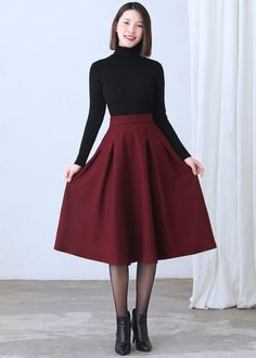 Wool Skirt Red Midi Wool Skirt A Line Wool Skirt High - Etsy Retro A-line Winter Skirt, Red Long Skirt For Fall, Red Pleated Skirt For Fall, Red Full Skirt For Fall, Red Pleated Lined Skirt For Fall, Red Fitted Pleated Skirt For Fall, Fitted Red Pleated Skirt For Fall, Fitted Red Pleated Skirt For Winter, Red Winter Midi Skirt