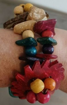 Multi color wood beaded bracelet Wood Bead Bracelet, Handcrafted Artisan Jewelry, West Palm, Arm Candy, Wood Beads, Artisan Jewelry, Beaded Bracelet, Multi Color, Beaded Bracelets