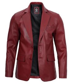 Elevate your style with our Men's Maroon Leather Blazer – a timeless and sophisticated addition to your wardrobe. This classic tailored jacket seamlessly combines the elegance of a blazer with the rugged charm of genuine leather, making it a versatile piece that will set you apart from the crowd. Specification: Material: Real Leather, soft polyester lining with quilted foam Front: Notch Lapel, Two Button Closure Pockets: One Chest Pocket, Two Flap Pockets, and Two Inner Pockets Color: Maroon Sizes: Available in various sizes Ideal For: Embracing enduring charm Embrace the spirit of confident fashion and make a statement of elegance wherever you go. Formal Leather Long Sleeve Sport Coat, Tailored Leather Semi-formal Outerwear, Formal Long Sleeve Leather Sport Coat, Tailored Leather Outerwear For Semi-formal Occasions, Fitted Leather Sport Coat For Semi-formal Occasions, Classic Leather Sport Coat For Formal Occasions, Classic Leather Sport Coat With Notch Lapel, Leather Single Breasted Fitted Sport Coat, Classic Leather Long Sleeve Blazer