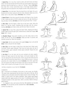 the instructions for yoga are shown in black and white, as well as an image of a