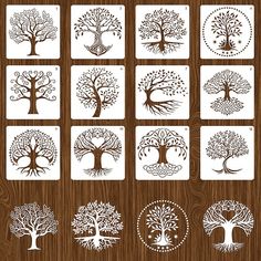 the tree of life stencils are available for use on crafts, cards and more