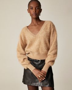 J.Crew: Brushed Cashmere Cropped V-neck Sweater For Women J Crew Cashmere Sweater, Best Sweaters, Suit Guide, Pencil Midi Skirt, Hair Wrap Scarf, Sweater For Women, Midi Skirt Pencil, Women's Sweaters, Men's Suits