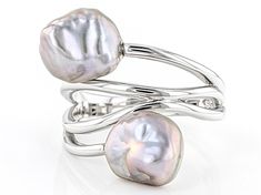 8.5mm platinum cultured keshi freshwater pearl rhodium over sterling silver ring. Measures approximately 13/16" L x 7/8" W and is not sizeable. Colors, shapes, and sizes may vary. Silver Pearl Ring With Polished Finish In Fine Jewelry, Silver Pearl Ring With Polished Finish Fine Jewelry, Fine Jewelry Silver Pearl Ring With Polished Finish, Silver Pearl Ring With High Luster For Gift, Formal Silver Pearl Ring With High Luster, Silver High Luster Pearl Ring For Gift, Formal High Luster Silver Pearl Ring, Fine Jewelry In Silver With High Luster, Silver High Luster Pearl Ring For Anniversary