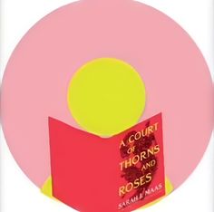 a court of thorns and roses by small masks on a pink circle with yellow circles