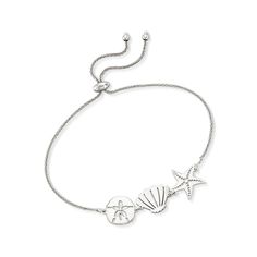 Ross-Simons - Sterling Silver Sea Life Bolo Bracelet. Every nautical maven needs one of these! Crafted in our own Rhode Island studio, you'll love our sea life bolo bracelet. Shining in sterling silver, it's perfect for summer soirees or winter nights when you're longing for those sunnier times. Presenting a mirror-like sheen, a sand dollar, seashell and starfish are stationed on a wheat chain. Adjusts to fit most wrists. Sterling silver sea life bolo bracelet. Nautical Style Adjustable Jewelry For Beach, Adjustable Nautical Jewelry For Beach, Adjustable Silver Bracelet With Ocean-inspired Style, Adjustable Silver Bracelets With Ocean-inspired Style, Silver Adjustable Ocean-inspired Bracelets, Adjustable Silver Ocean-inspired Bracelets, Beach-ready Adjustable Silver Jewelry, Silver Nautical Jewelry With Adjustable Fit, Nickel-free Sterling Silver Bracelets For The Beach