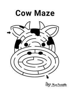 a cow maze is shown with the words cow maze on it's face and an arrow