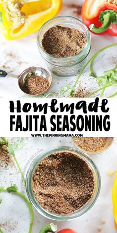 homemade fajita seasoning recipe in small glass jars