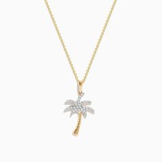 Effy 14K Yellow Gold Diamond Palm Tree Pendant Palm Tree Pendant, Gem Diamonds, Effy Jewelry, Tree Pendant, Colored Gems, Diamond Shop, Pendant Rings, Precious Gems, Gold Yellow