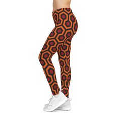 The most comfortable item in your clothing shop, these casual leggings are so smooth no one will ever want to step out of them. They're made from 83% polyester, 17% spandex and sport a silky finish. Perfect for chilling in the house and working out – the elastic waistband keeps them in place at all times. A size and care label is already attached. . Material: 83% polyester, 17% spandex. Seam thread color automatically matched to design (black or white). Durable and stretchy fabric. Runs true to Retro Carpet, Overlook Hotel, Carpet Pattern, Stylish Leggings, Casual Leggings, Ankle Length Leggings, Legging Fits, Leggings Casual, Yoga Session