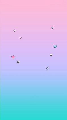 the sky is blue, pink and green with hearts on it's sides as if they were floating in the air