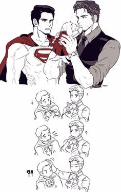 some sketches of supermans and their expressions