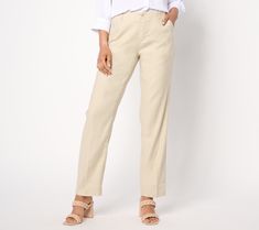 Lightweight, cool, and comfortable, these linen trousers are a sophisticated warm-weather alternative to your favorite jeans. From NYDJ. Comfort Stretch Pull-on Tapered Leg Pants, Beige Non-stretch Tapered Leg Pants, Non-stretch Khaki Tapered Leg Pants, Beige Pull-on Pants With Loosely Fitted Hips, Linen Trousers, Favorite Jeans, Warm Weather, Trousers, Pants