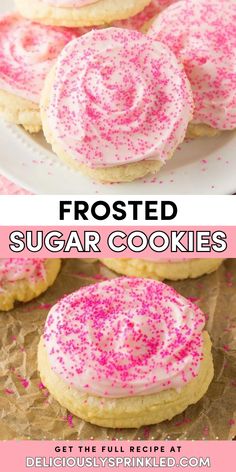 Looking for things to bake? This cut-out cookie recipe is an easy dessert idea! You're less than 30 minutes away from these simple cookies. Topped with lots of sprinkles, these buttercream frosted sugar cookies are so much fun! Frosted Sugar Cookie Recipe, Frosted Sugar Cookies, Delicious Christmas Desserts