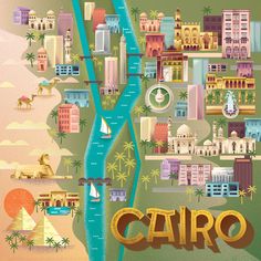 an illustrated map of the city of carto, with buildings and boats on it