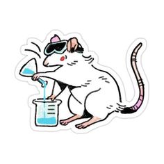 Cute Rat Sticker, Cute Science Stickers, Lab Graphic Design, Lab Stickers, Stickers Science, Rat Sticker, Lab Art, Flask Design, Text Stickers