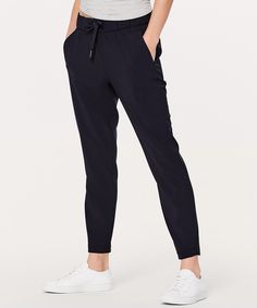 midnight navy On the Fly pants Slouch Jeans, The Fly, Work Attire, Travel And Leisure, Women's Pants, Woven Fabric, Jean Shirts, Pant Jumpsuit, Lululemon Athletica