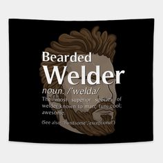 bearded welder definition on black background