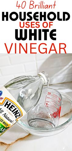 a bottle of vinegar sitting on top of a counter