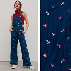 Nwot- New Without Tags Cider Embroidered Mushroom Print Corduroy Overalls Jumpsuit Wide Leg Blue Xs Measurements (Flat): Waist: 14” Rise: 13” Inseam: 29.5” Length: 50.5” Overalls Jumpsuit, Jumpsuit Wide Leg, Corduroy Overalls, Mushroom Print, Cider, Pant Jumpsuit, Jumpsuit Romper, Overalls, Stuffed Mushrooms