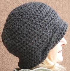 Women Fashion / Black Crochet Hat / Women Winter by hatsbyanne1942 Gray Yarn Cap, Handmade Slouchy Cap Hat, Handmade Slouchy Cap, Handmade Gray Hat One Size, Handmade Gray Hats One Size, Brimmed Beanie One Size, Black Crochet Hat, Black Winter Hat, Fashion Professional